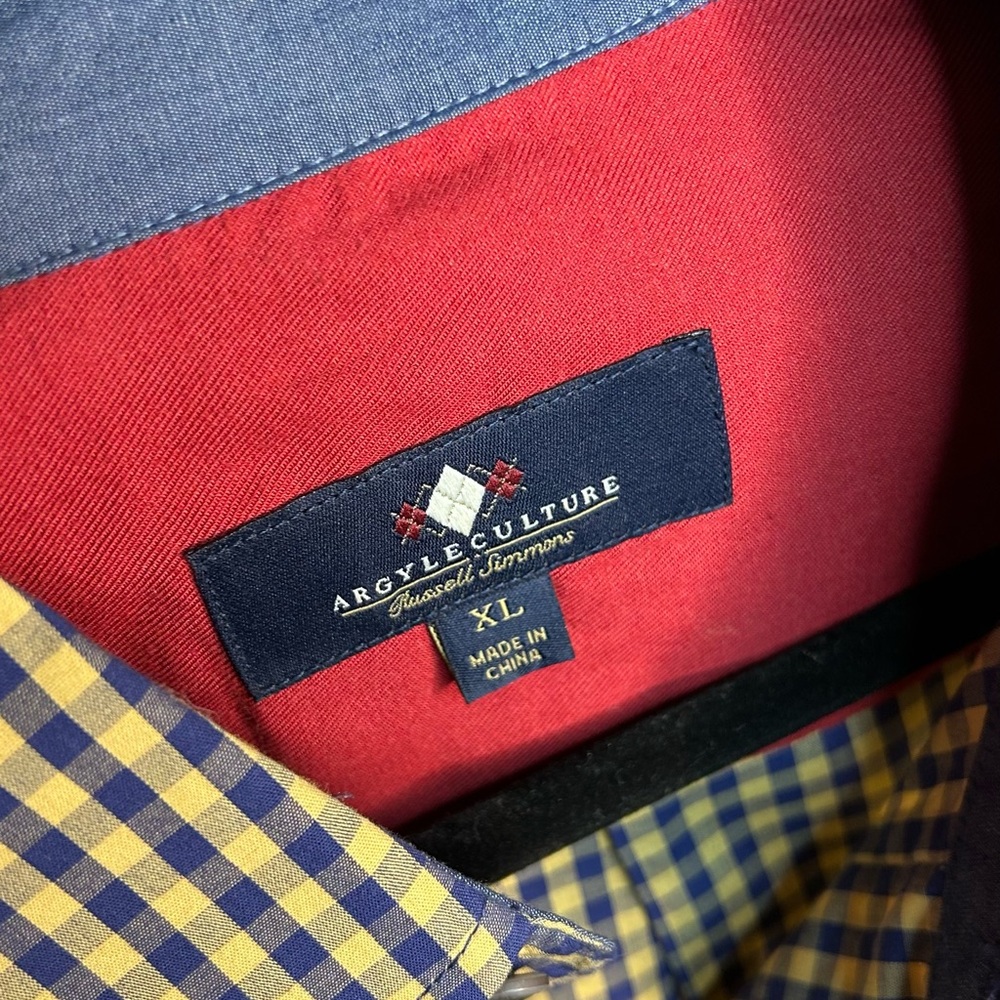Men's Blue and Yellow Checkered Shirt
